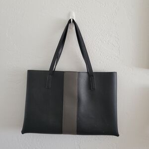 Vince Camuto Black Pebbled Leather Tote